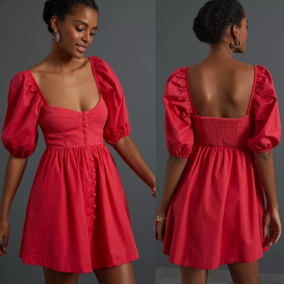 Anthropologie Dresses & Skirts - NWT Anthropologie Maeve Puff Sleeve Sweetheart Mini Dress